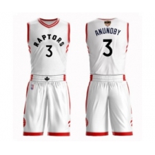 Men's Toronto Raptors #3 OG Anunoby Swingman White 2019 Basketball Finals Bound Suit Jersey - Association Edition