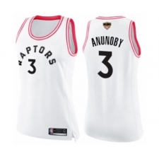 Women's Toronto Raptors #3 OG Anunoby Swingman White Pink Fashion 2019 Basketball Finals Bound Jersey