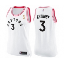 Women's Toronto Raptors #3 OG Anunoby Swingman White Pink Fashion 2019 Basketball Finals Champions Jersey