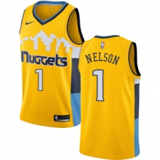 Men's Nike Denver Nuggets #1 Jameer Nelson Authentic Gold Alternate NBA Jersey Statement Edition