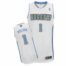 Women's Adidas Denver Nuggets #1 Jameer Nelson Authentic White Home NBA Jersey