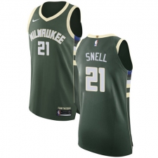 Men's Nike Milwaukee Bucks #21 Tony Snell Authentic Green Road NBA Jersey - Icon Edition