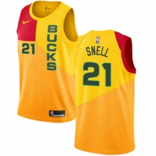 Men's Nike Milwaukee Bucks #21 Tony Snell Swingman Yellow NBA Jersey - City Edition
