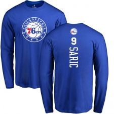 NBA Nike Philadelphia 76ers #9 Dario Saric Royal Blue Backer Long Sleeve T-Shirt