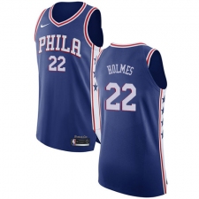 Women's Nike Philadelphia 76ers #22 Richaun Holmes Authentic Blue Road NBA Jersey - Icon Edition