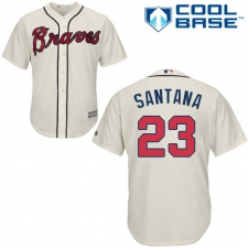 Youth Majestic Atlanta Braves #23 Danny Santana Replica Cream Alternate 2 Cool Base MLB Jersey