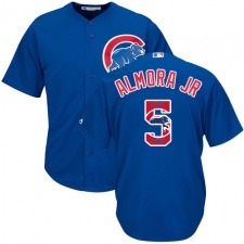 Men's Majestic Chicago Cubs #5 Albert Almora Jr Authentic Royal Blue Team Logo Fashion Cool Base MLB Jersey