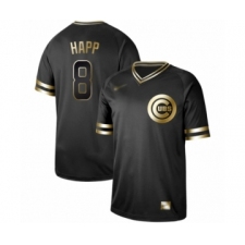 Men's Chicago Cubs #8 Ian Happ Authentic Black Gold Fashion Baseball Jersey