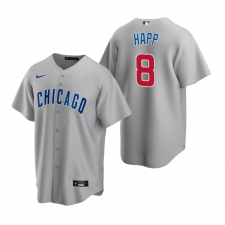 Men's Nike Chicago Cubs #8 Ian Happ Gray Road Stitched Baseball Jersey