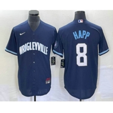 Men's Nike Chicago Cubs #8 Ian Happ Navy City Connect Cool Base Stitched Baseball Jersey