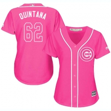 Women's Majestic Chicago Cubs #62 Jose Quintana Authentic Pink Fashion MLB Jersey