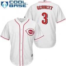 Youth Majestic Cincinnati Reds #3 Scooter Gennett Authentic White Home Cool Base MLB Jersey