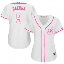Women's Majestic Cleveland Indians #9 Carlos Baerga Authentic White Fashion Cool Base MLB Jersey