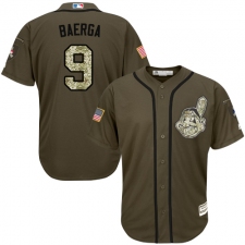 Youth Majestic Cleveland Indians #9 Carlos Baerga Authentic Green Salute to Service MLB Jersey