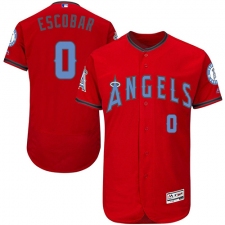 Men's Majestic Los Angeles Angels of Anaheim #0 Yunel Escobar Authentic Red 2016 Father's Day Fashion Flex Base MLB Jersey