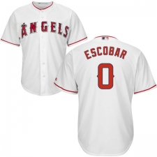 Youth Majestic Los Angeles Angels of Anaheim #0 Yunel Escobar Authentic White Home Cool Base MLB Jersey