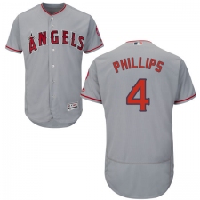 Men's Majestic Los Angeles Angels of Anaheim #4 Brandon Phillips Grey Flexbase Authentic Collection MLB Jersey