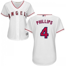 Women's Majestic Los Angeles Angels of Anaheim #4 Brandon Phillips Authentic White Home Cool Base MLB Jersey