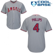 Youth Majestic Los Angeles Angels of Anaheim #4 Brandon Phillips Authentic Grey Road Cool Base MLB Jersey