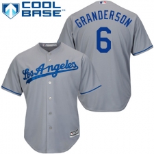 Men's Majestic Los Angeles Dodgers #6 Curtis Granderson Replica Grey Road Cool Base MLB Jersey