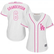 Women's Majestic Los Angeles Dodgers #6 Curtis Granderson Authentic White Fashion Cool Base MLB Jersey