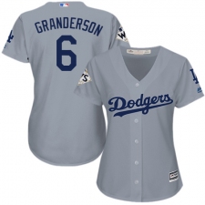 Women's Majestic Los Angeles Dodgers #6 Curtis Granderson Replica Grey Road 2017 World Series Bound Cool Base MLB Jersey