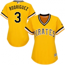 Women's Majestic Pittsburgh Pirates #3 Sean Rodriguez Authentic Gold Alternate Cool Base MLB Jersey
