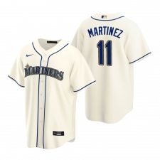 Men's Nike Seattle Mariners #11 Edgar Martinez Cream Alternate Stitched Baseball Jersey