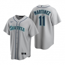 Men's Nike Seattle Mariners #11 Edgar Martinez Gray Road Stitched Baseball Jersey