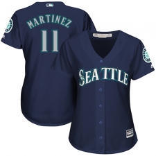 Women's Majestic Seattle Mariners #11 Edgar Martinez Authentic Navy Blue Alternate 2 Cool Base MLB Jersey