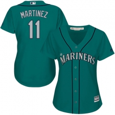 Women's Majestic Seattle Mariners #11 Edgar Martinez Replica Teal Green Alternate Cool Base MLB Jersey