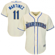 Youth Majestic Seattle Mariners #11 Edgar Martinez Authentic Cream Alternate Cool Base MLB Jersey