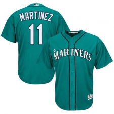 Youth Majestic Seattle Mariners #11 Edgar Martinez Authentic Teal Green Alternate Cool Base MLB Jersey