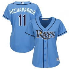 Women's Majestic Tampa Bay Rays #11 Adeiny Hechavarria Authentic Light Blue Alternate 2 Cool Base MLB Jersey