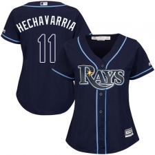 Women's Majestic Tampa Bay Rays #11 Adeiny Hechavarria Authentic Navy Blue Alternate Cool Base MLB Jersey