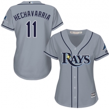 Women's Majestic Tampa Bay Rays #11 Adeiny Hechavarria Replica Grey Road Cool Base MLB Jersey
