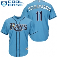 Youth Majestic Tampa Bay Rays #11 Adeiny Hechavarria Authentic Light Blue Alternate 2 Cool Base MLB Jersey