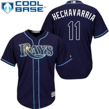 Youth Majestic Tampa Bay Rays #11 Adeiny Hechavarria Replica Navy Blue Alternate Cool Base MLB Jersey