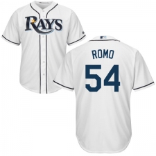 Youth Majestic Tampa Bay Rays #54 Sergio Romo Authentic White Home Cool Base MLB Jersey