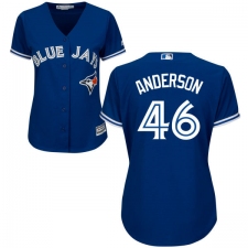 Women's Majestic Toronto Blue Jays #46 Brett Anderson Authentic Blue Alternate MLB Jersey