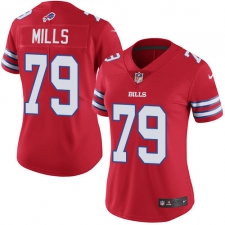 Women's Nike Buffalo Bills #79 Jordan Mills Limited Red Rush Vapor Untouchable NFL Jersey