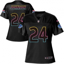 Women's Nike Buffalo Bills #24 Leonard Johnson Game Black Fashion NFL Jersey