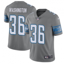 Men's Nike Detroit Lions #36 Dwayne Washington Elite Steel Rush Vapor Untouchable NFL Jersey
