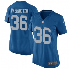 Women's Nike Detroit Lions #36 Dwayne Washington Game Blue Alternate NFL Jersey