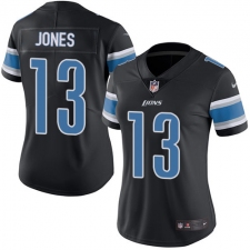Women's Nike Detroit Lions #13 T.J. Jones Limited Black Rush Vapor Untouchable NFL Jersey