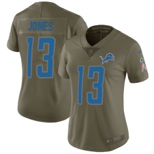 Women's Nike Detroit Lions #13 T.J. Jones Limited Olive 2017 Salute to Service NFL Jersey