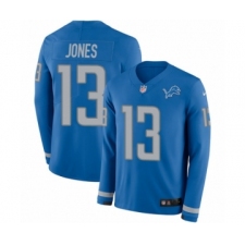 Youth Nike Detroit Lions #13 T.J. Jones Limited Blue Therma Long Sleeve NFL Jersey
