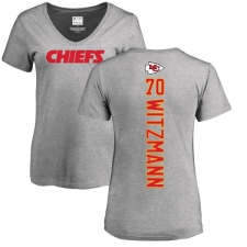 NFL Women's Nike Kansas City Chiefs #70 Bryan Witzmann Ash Backer V-Neck T-Shirt