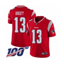Men's New England Patriots #13 Phillip Dorsett Limited Red Inverted Legend 100th Season Football Jersey
