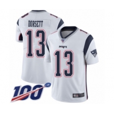 Men's New England Patriots #13 Phillip Dorsett White Vapor Untouchable Limited Player 100th Season Football Jersey